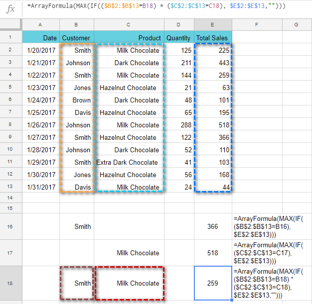 Using cell references in array formulas.