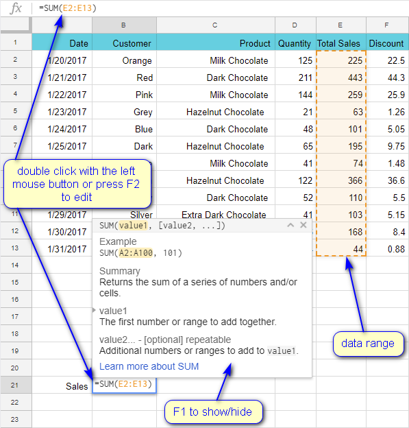 How to create and edit Google Sheets formulas