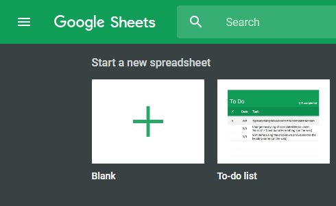 Starting a new spreadsheet