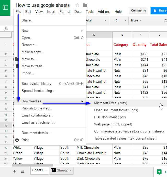 download google sheets