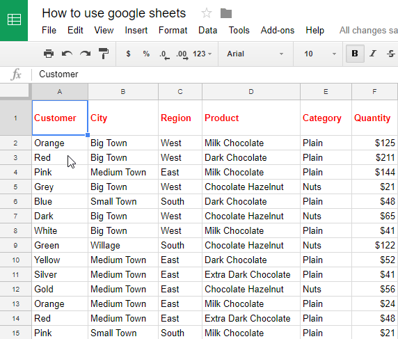Freeze rows and columns in Google Sheets
