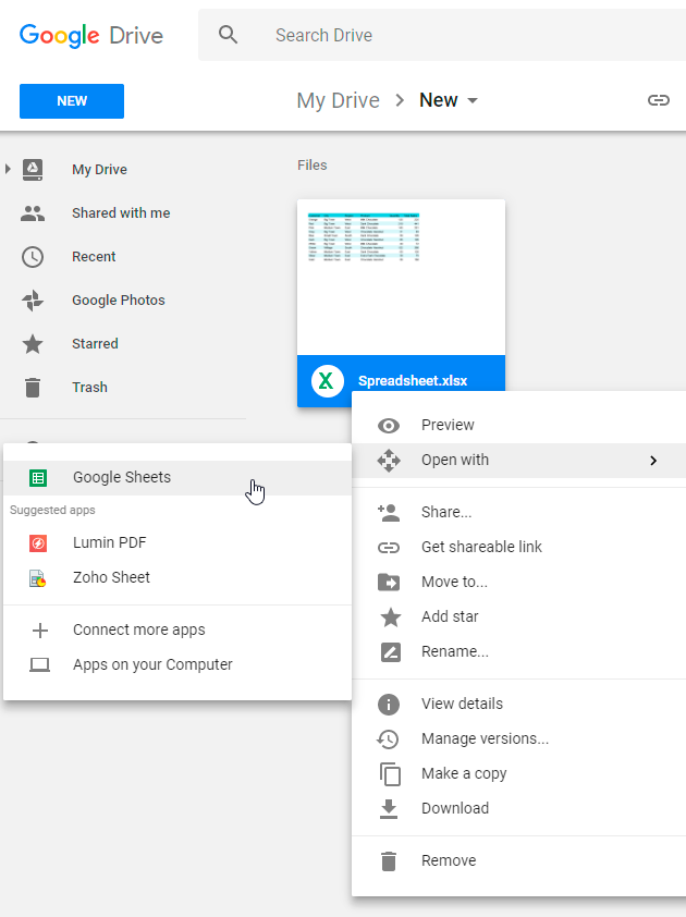 google sheets for windows 10