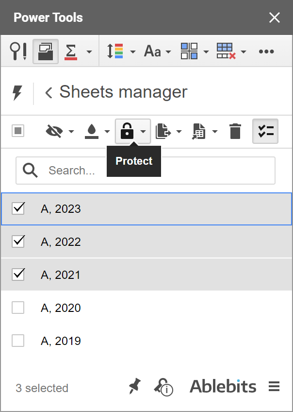 How to lock multiple Google sheets using the Sheets Manager add-on.