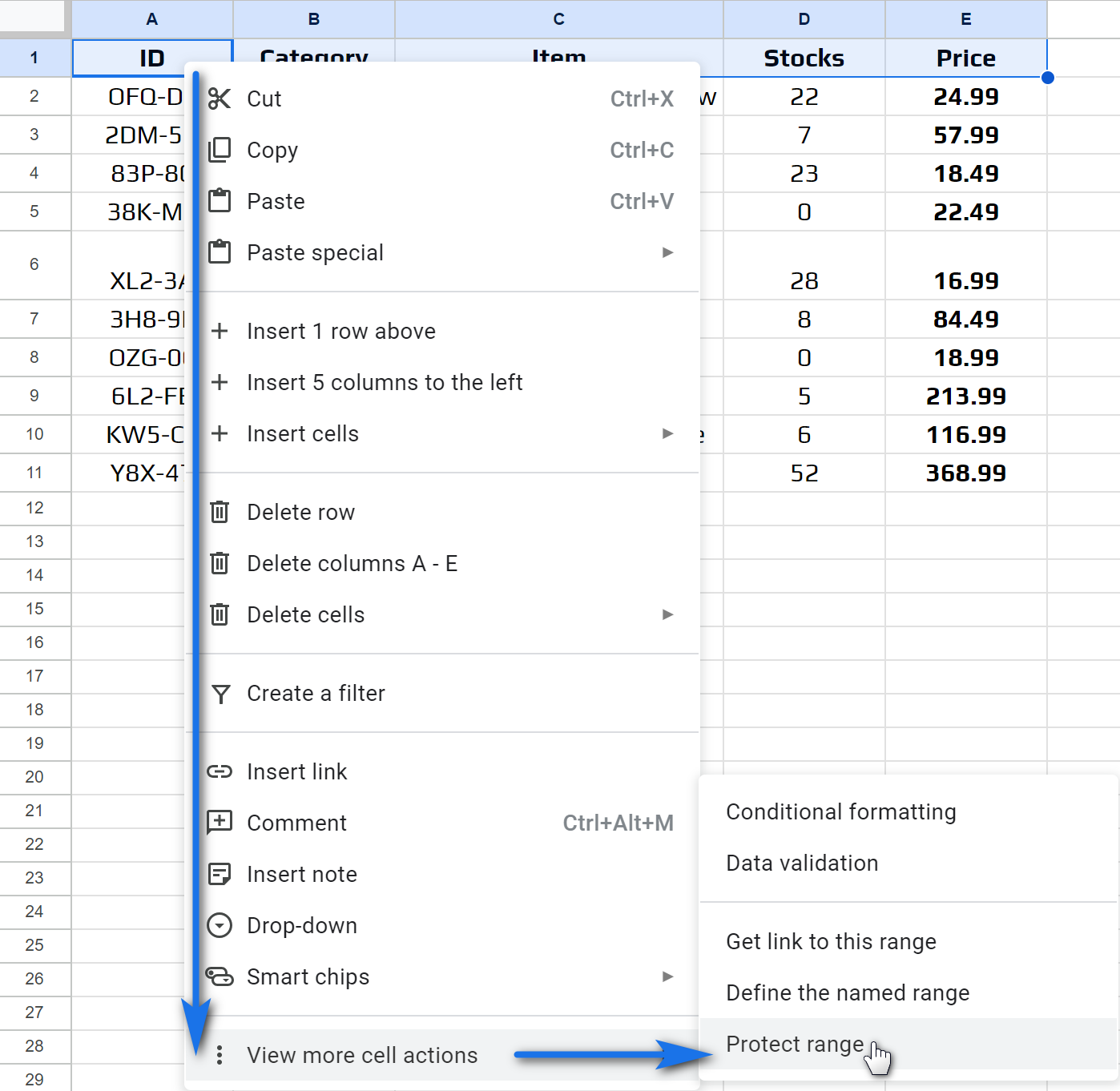 Google Sheets basics share move and protect Google Sheets