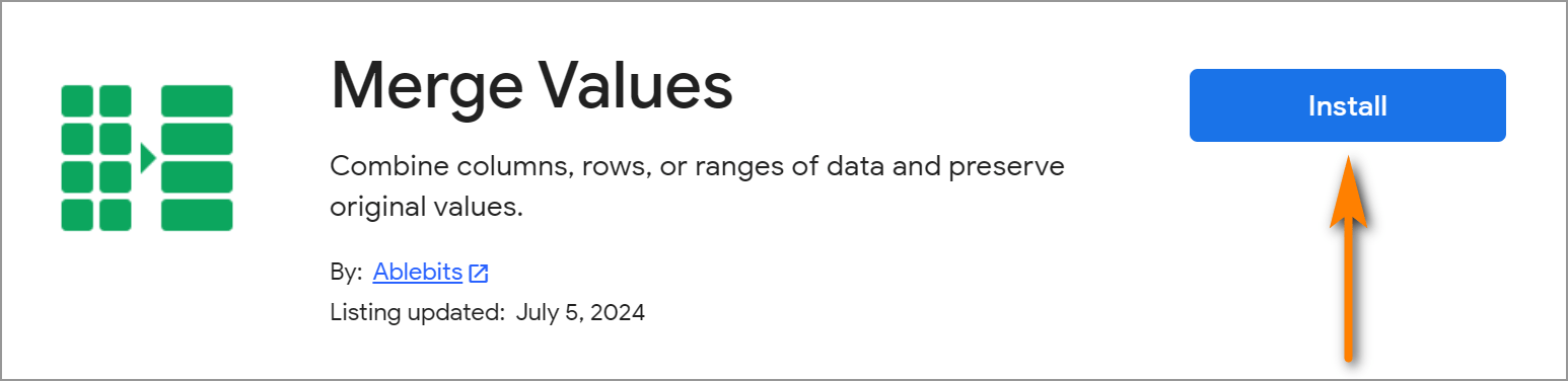 Merge Values add-on for Google Sheets from Ablebits.