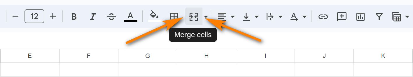 Click Merge cells icon on the Google Sheets toolbar.