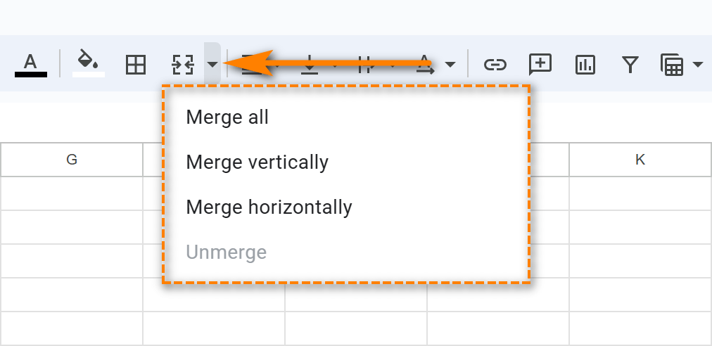 Ways to merge cells in Google Sheets.