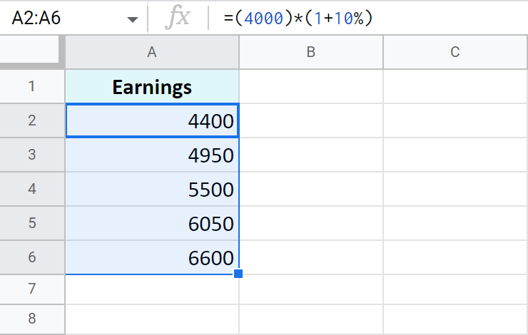 Modify all formulas at once to increase all values by 10%.
