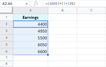 Modify all formulas at once to increase all values by 10%.