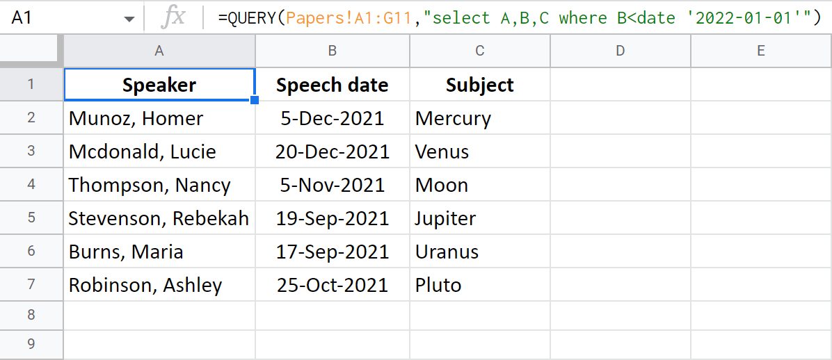 Select columns based on a certain date.