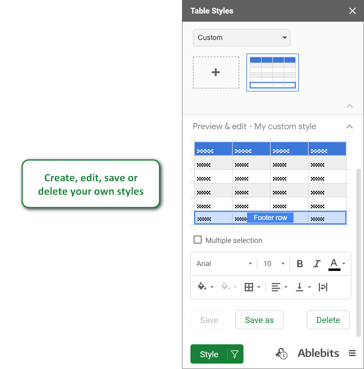 Highlight header rows with the Table Styles add-on.