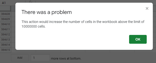 The message that won't allow exceeding the limit for 5M cells.