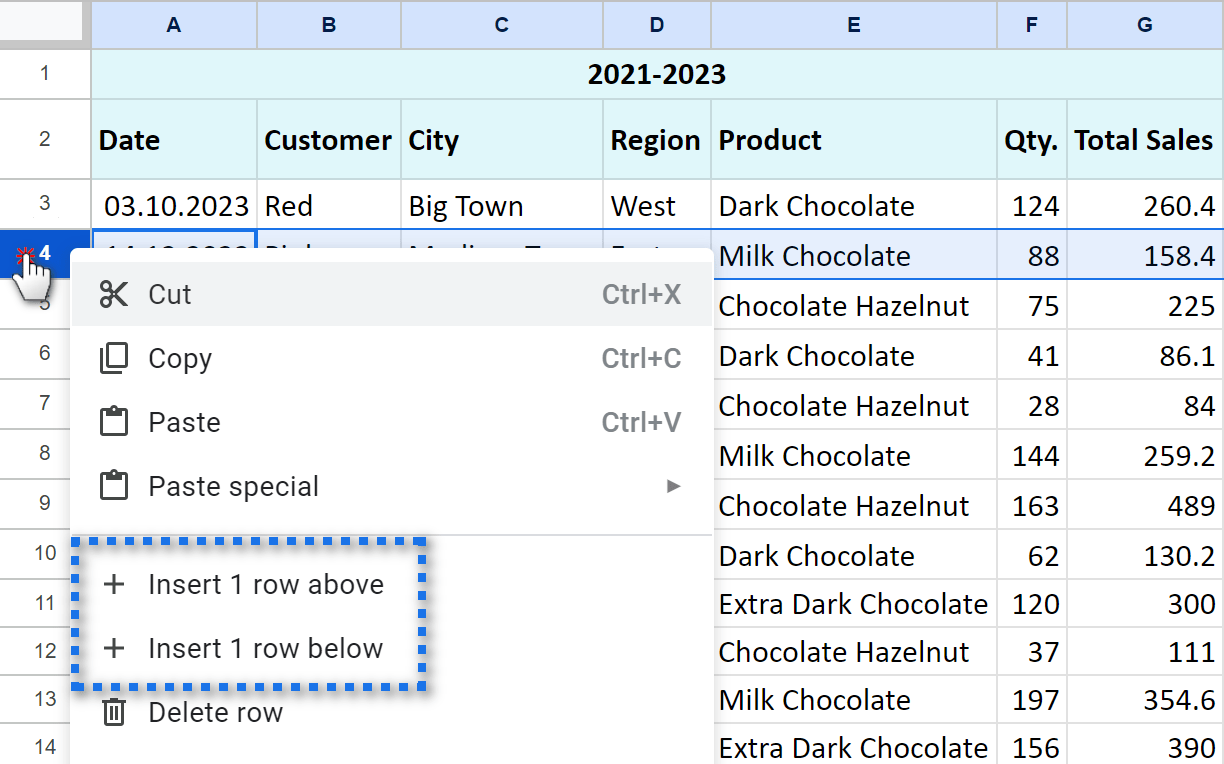 How to freeze rows in Google Sheets insert multiple rows delete