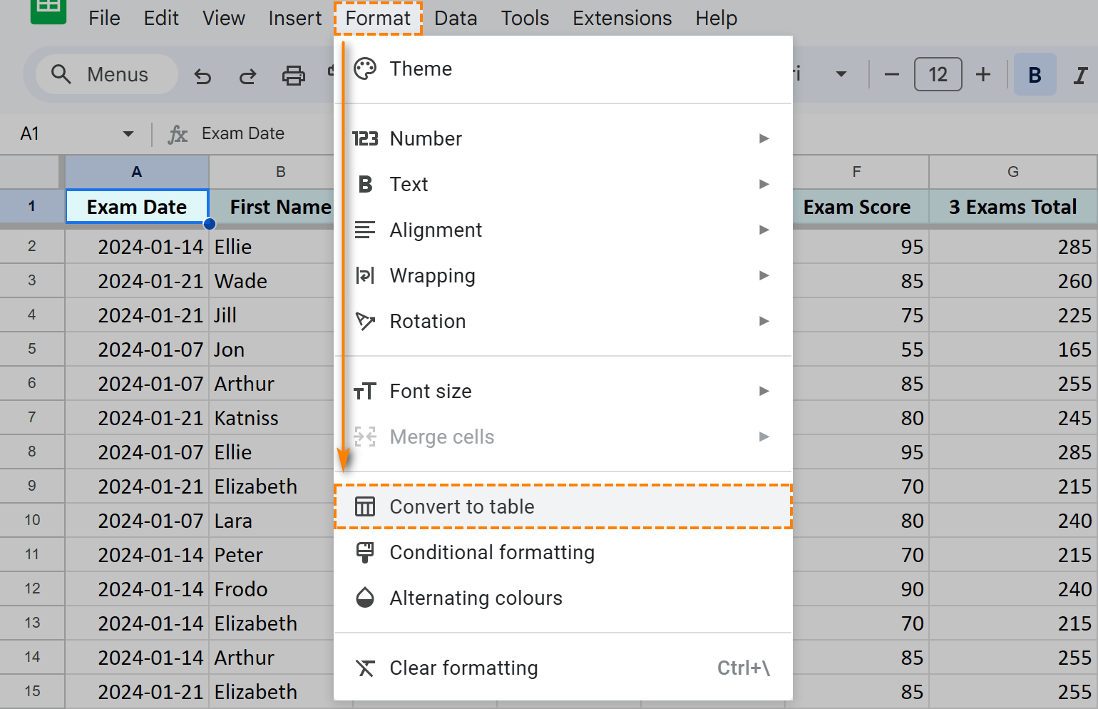 Format your data as a table — new feature in spreadsheets.