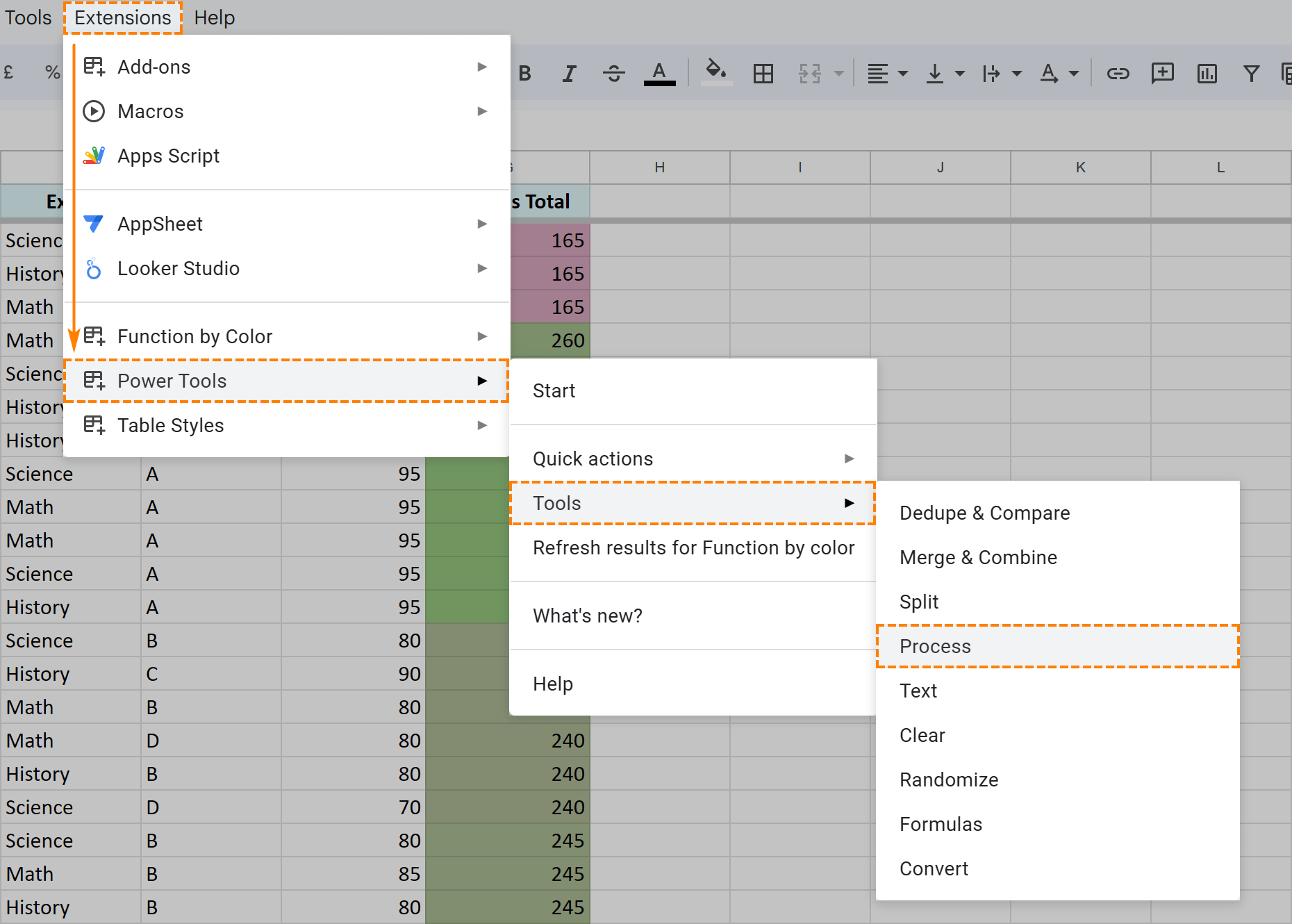 Run Power Tools from the spreadsheet menu.