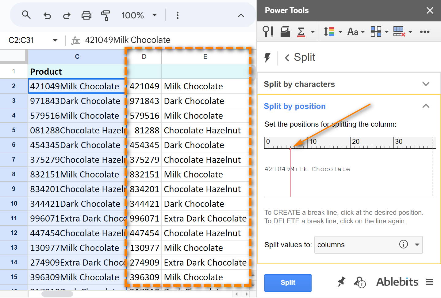 Split Cells In Google Sheets To Multiple Columns