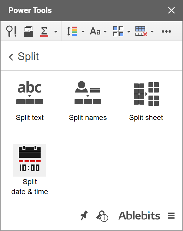 Split Date & Time in the Split group of Power Tools.