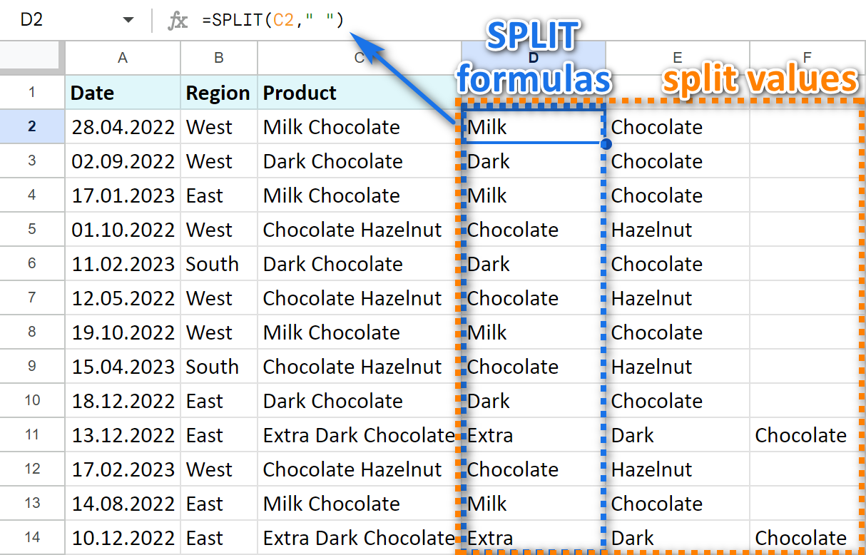 3 easy ways to split cells in Google Sheets to multiple columns