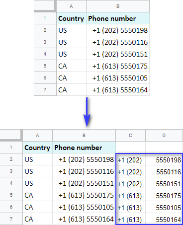 Split text to columns by position in Google Sheets.
