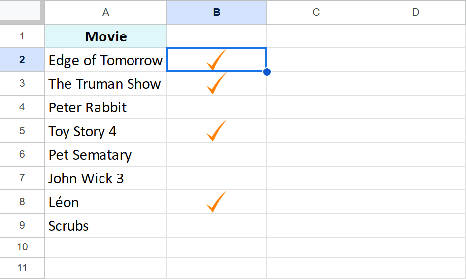 How to make a checkmark in Google Sheets from pictures.