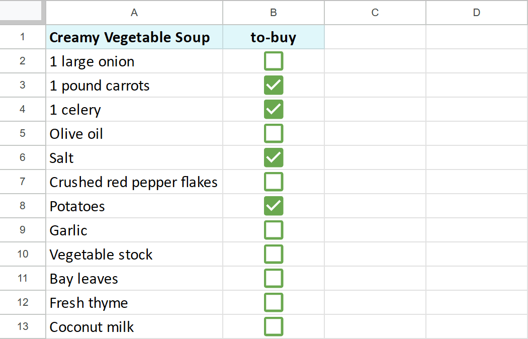 Format checkboxes in Google Sheets.