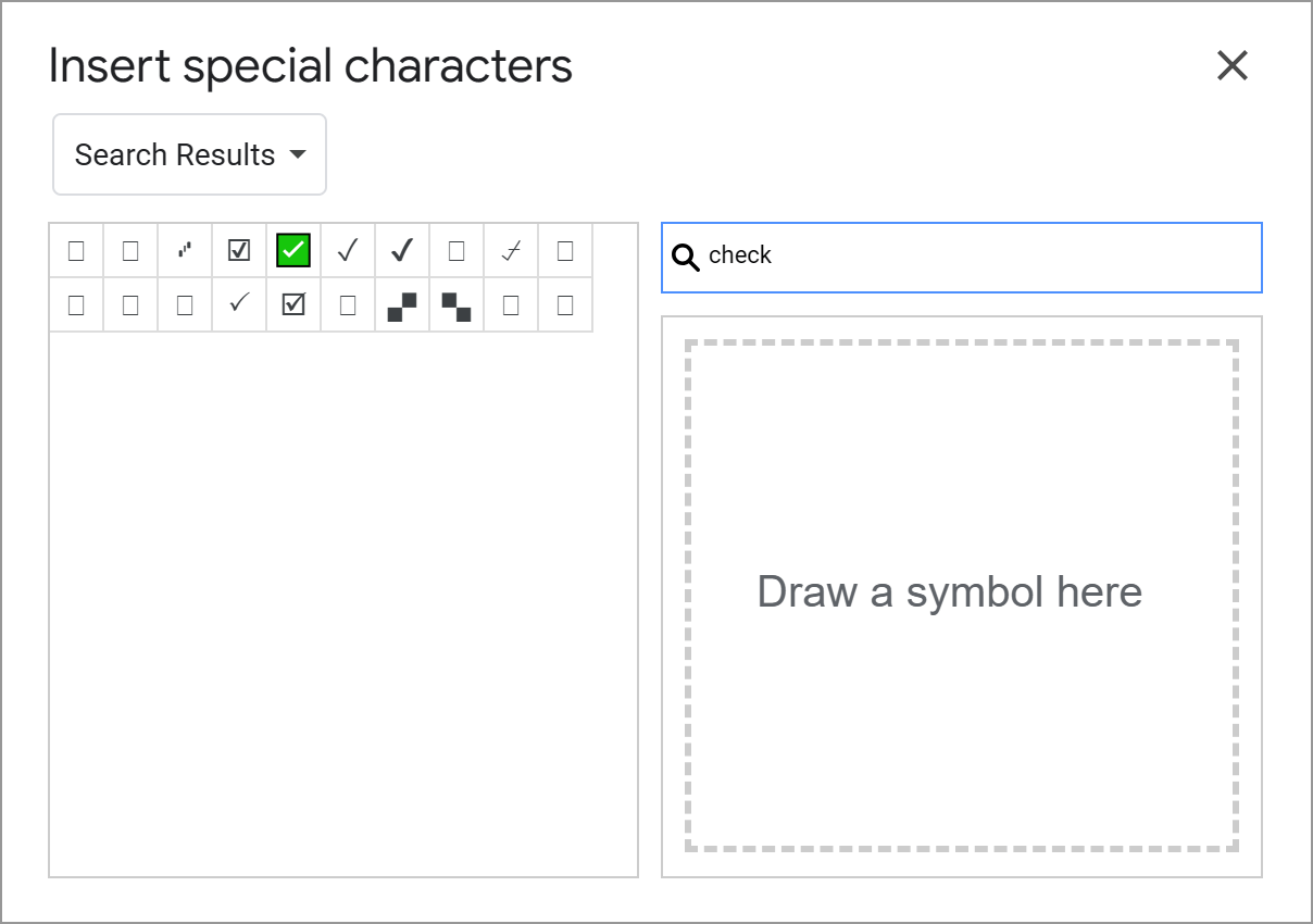 Use smart quick search to find checkmarks in Google Sheets.