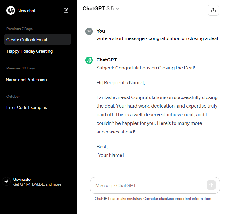 Use ChatGPT for email writing.