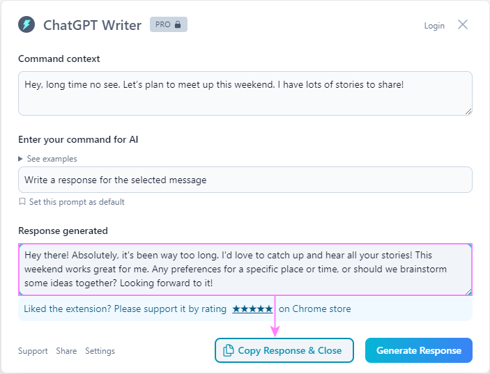 Copy the ChatGPT Writer output.