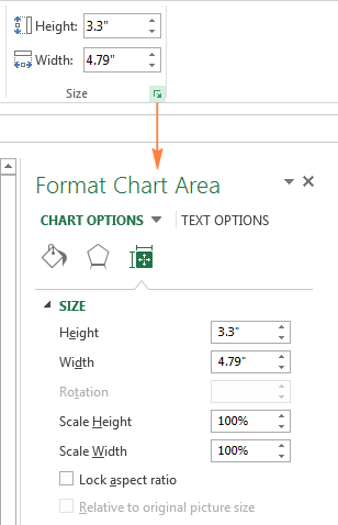 Changing the chart's size