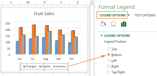 Choose the desired legend position on the Format Legend pane.