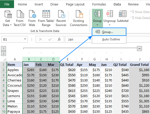 How To Group Columns In Excel