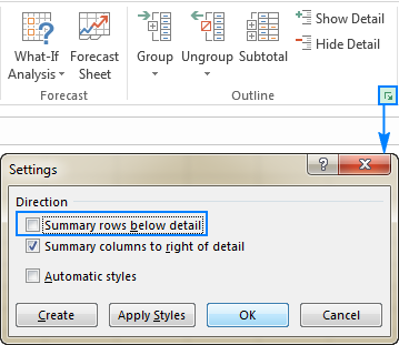 Summary rows below detail