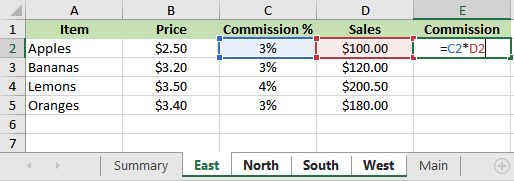 Calculating grouped worksheets