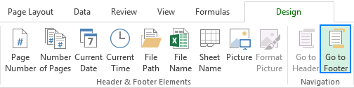 Inserting a footer in Excel