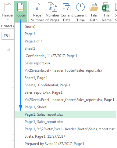 how to insert a header in excel