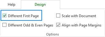 Creating a different header or footer for the first page