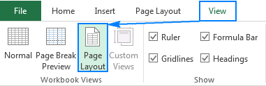 Switch to Page Layout view in Excel.