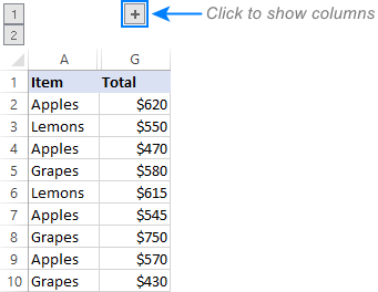 Expanding the grouped columns