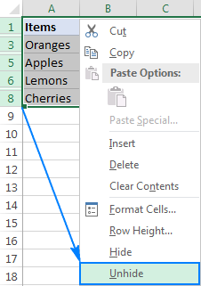 how to hide certain columns in excel