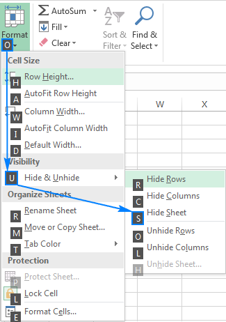 Hiding Excel sheets with a key sequence