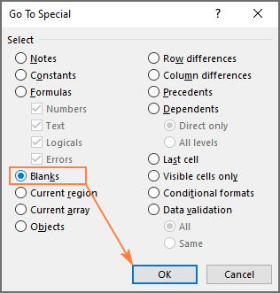 search for blanks in excel for mac