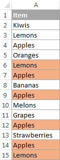 All duplicate cells except for first instances are highlighted.