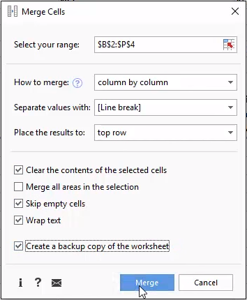 Choose the settings and click Merge