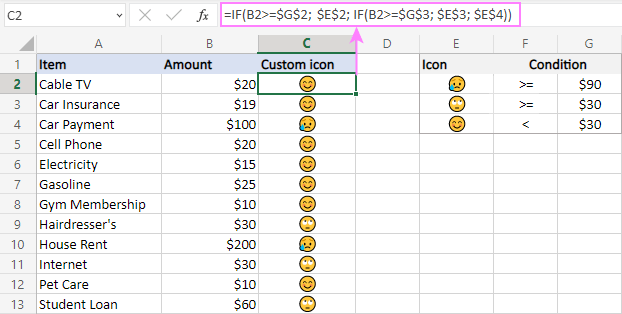 Excel Icon Sets Conditional Formatting Inbuilt And Custom 6303