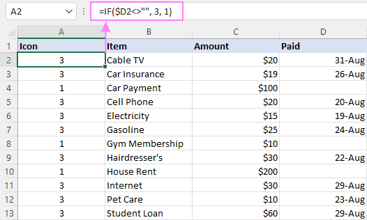 Formula to identify blank and non-blank cells