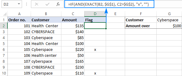 Case-sensitive IF AND function in Excel