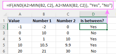 If between statement for interchanged boundary values