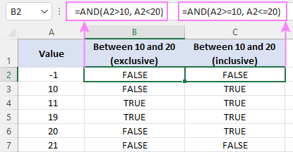 Excel IF between two numbers or dates