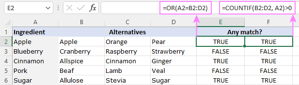 Checking if a cell matches any cell in range