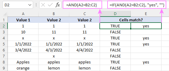 How To Check 2 Cells Are Equal In Excel